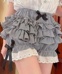 ギンガムチェック バルーンショートパンツ　冬物です。 ギンガムチェック バルーンパンツ」に該当するパンツ（チェック柄
