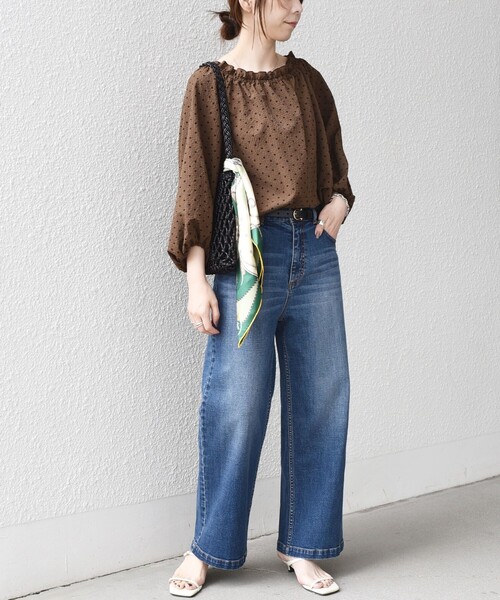 SHIPS Colors(シップス カラーズ)の「SHIPS Colors:〈洗濯機可能〉サッカー ドット 2WAY ブラウス◇(シャツ/ブラウス・レディース・ブラック/ブラウン/ベージュ・ONE SIZE)」の17枚目の写真