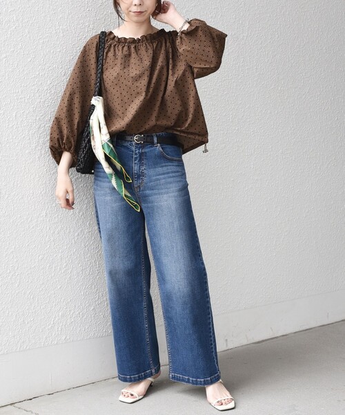 SHIPS Colors(シップス カラーズ)の「SHIPS Colors:〈洗濯機可能〉サッカー ドット 2WAY ブラウス◇(シャツ/ブラウス・レディース・ブラック/ブラウン/ベージュ・ONE SIZE)」の10枚目の写真