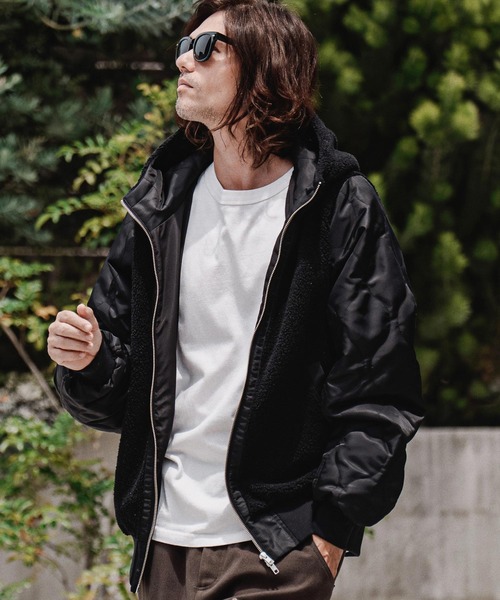 CAMBIO(カンビオ)の「mj11708-Boa×Nylon Hooded Blouson フーデッドブルゾン(A70426cmb)(ブルゾン・メンズ・ブルー/オリーブ/ブラック・S/M/L)」の15枚目の写真