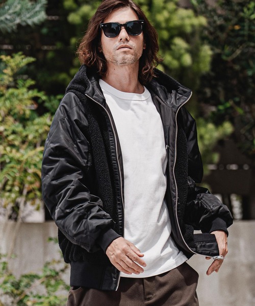 CAMBIO(カンビオ)の「mj11708-Boa×Nylon Hooded Blouson フーデッドブルゾン(A70426cmb)(ブルゾン・メンズ・ブルー/オリーブ/ブラック・S/M/L)」の16枚目の写真
