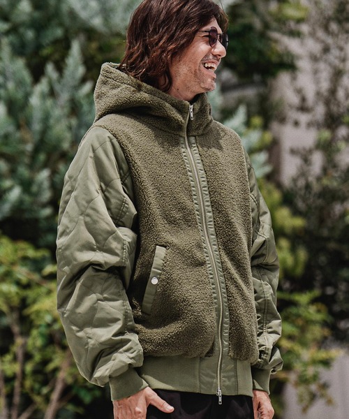 CAMBIO(カンビオ)の「mj11708-Boa×Nylon Hooded Blouson フーデッドブルゾン(A70426cmb)(ブルゾン・メンズ・ブルー/オリーブ/ブラック・S/M/L)」の19枚目の写真