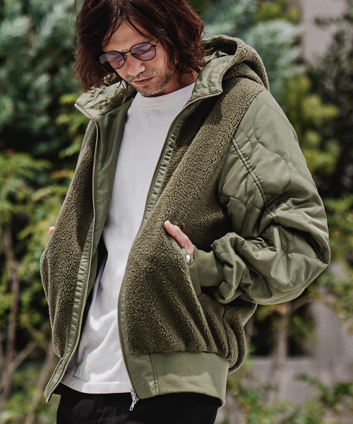 CAMBIO(カンビオ)の「mj11708-Boa×Nylon Hooded Blouson フーデッドブルゾン(A70426cmb)(ブルゾン・メンズ・ブルー/オリーブ/ブラック・S/M/L)」の20枚目の写真