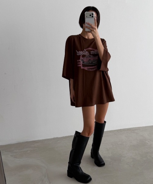 ipugo(イプゴ)の「ipugo/イプゴ ヴィンテージ風グラフィックTシャツ 2026秋物 秋服 2026年秋冬(Tシャツ/カットソー・レディース・ブラウン/グレー/ホワイト・FREE)」の13枚目の写真