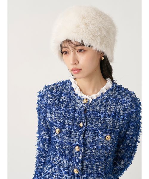SNIDEL(スナイデル)の「ロシアンフェイクファーハット(ハット・レディース・アイボリー/グレー・F)」の13枚目の写真
