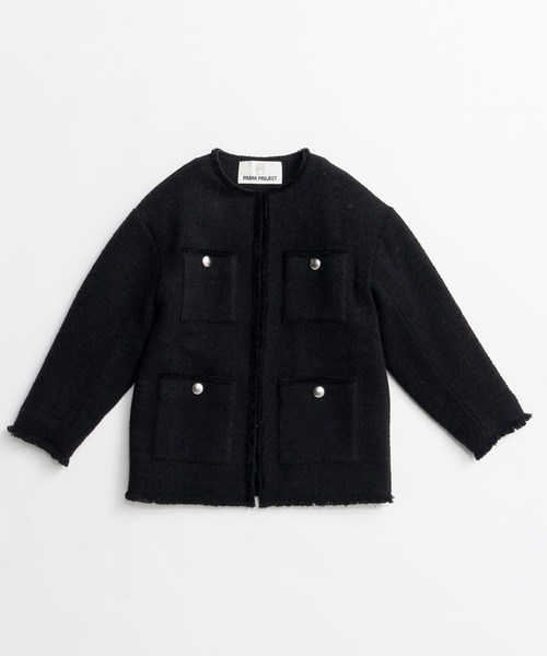 PRANK PROJECT（プランクプロジェクト）の「【2026Autumn Pre-Order】ツイードノーカラージャケットコート / Tweed No-Collar Jacket Coat（ノーカラーコート・レディース・マルチ/ブラック/カーキ・FREE）」の18枚目の写真