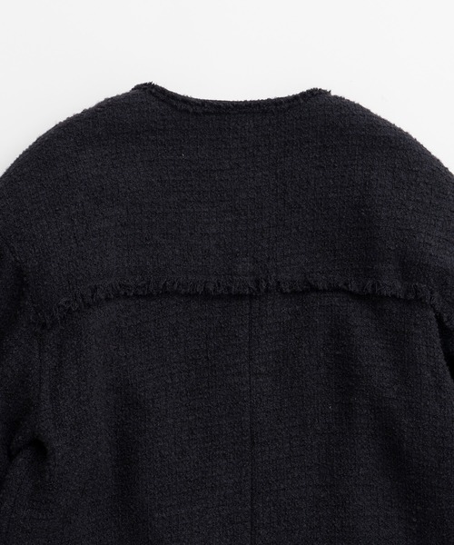 PRANK PROJECT（プランクプロジェクト）の「【2026Autumn Pre-Order】ツイードノーカラージャケットコート / Tweed No-Collar Jacket Coat（ノーカラーコート・レディース・マルチ/ブラック/カーキ・FREE）」の21枚目の写真