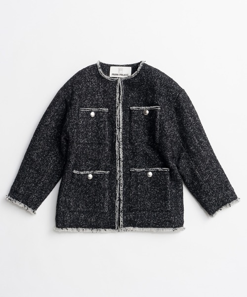 PRANK PROJECT（プランクプロジェクト）の「【2026Autumn Pre-Order】ツイードノーカラージャケットコート / Tweed No-Collar Jacket Coat（ノーカラーコート・レディース・マルチ/ブラック/カーキ・FREE）」の17枚目の写真