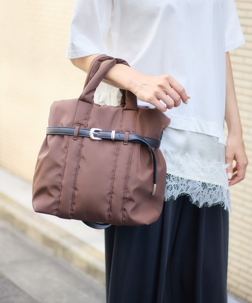 KATHARINE ROSS(キャサリンロス)の「コンチョベルト付き2WAYパフィートートバッグ WEB限定(トートバッグ・レディース・ブラック/ダークブラウン/カーキ・FREE)」の16枚目の写真