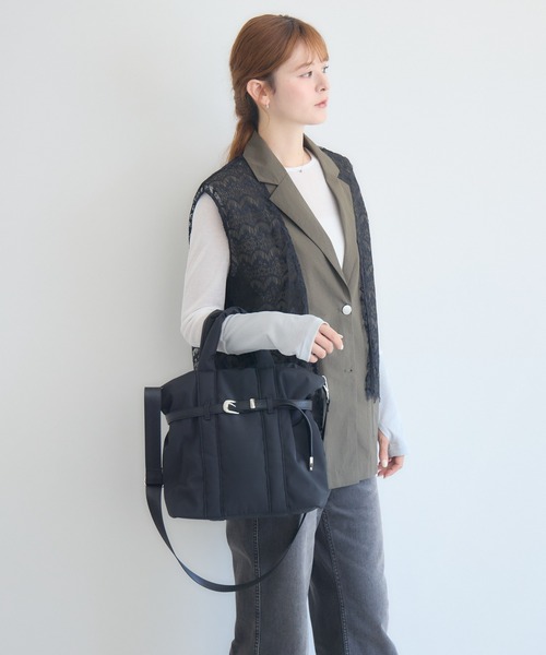 KATHARINE ROSS(キャサリンロス)の「コンチョベルト付き2WAYパフィートートバッグ WEB限定(トートバッグ・レディース・ブラック/ダークブラウン/カーキ・FREE)」の5枚目の写真