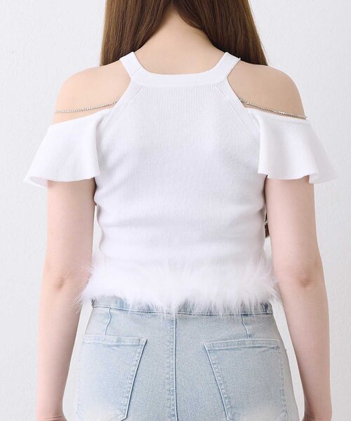 OLIVE des OLIVE(オリーブデオリーブ)の「【Belle Charme】Jewel Ame Sleeve Knit(ニット/セーター・レディース・ブラック/オフホワイト・FREE)」の7枚目の写真