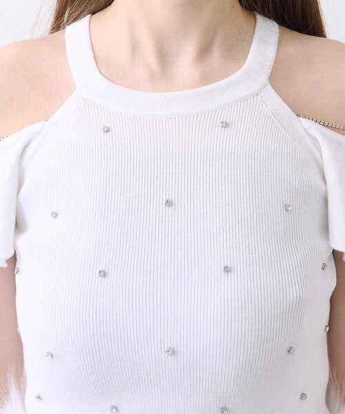 OLIVE des OLIVE(オリーブデオリーブ)の「【Belle Charme】Jewel Ame Sleeve Knit(ニット/セーター・レディース・ブラック/オフホワイト・FREE)」の8枚目の写真