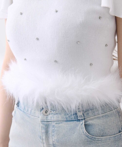 OLIVE des OLIVE(オリーブデオリーブ)の「【Belle Charme】Jewel Ame Sleeve Knit(ニット/セーター・レディース・ブラック/オフホワイト・FREE)」の9枚目の写真