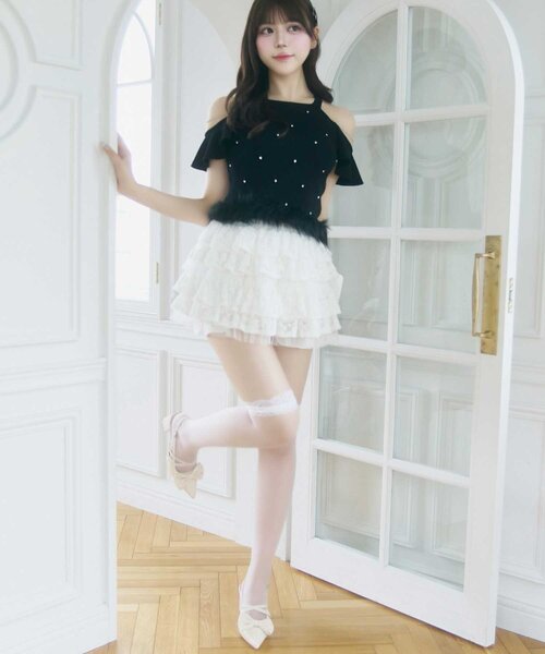 OLIVE des OLIVE(オリーブデオリーブ)の「【Belle Charme】Jewel Ame Sleeve Knit(ニット/セーター・レディース・ブラック/オフホワイト・FREE)」の15枚目の写真