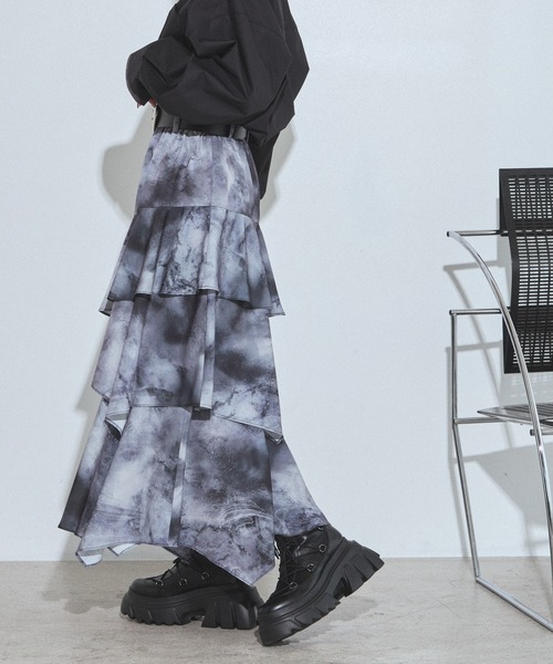 PAGEBOY（ページボーイ）の「ハイショクステッチイレヘムスカート【ウエストゴム/ストレスフリー/裏地付き】（スカート・レディース・ターコイズブルー/チャコールグレー/グレー系その他/ブラック・FREE）」の22枚目の写真