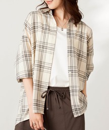 シアージョーゼット素材チェック柄シャツ