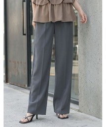 [接触冷感/UVカット97%以上/UPF50+/低身長・高身長サイズ有］カットジョーゼットセンタープレスストレートパンツ