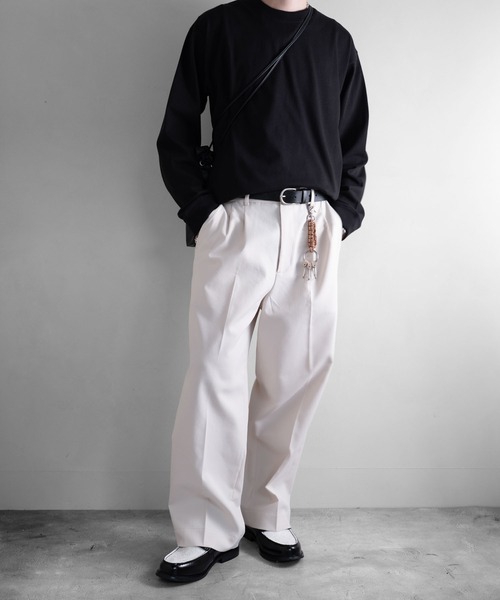 RUUBON（ルーボン）の「【RUUBON】cropped long sleeve Tee / クロップドロングスリーブTシャツ/ロンT（Tシャツ/カットソー・メンズ・ナチュラル/オフホワイト/ブラック/ダークグレー・S/L/M）」の6枚目の写真