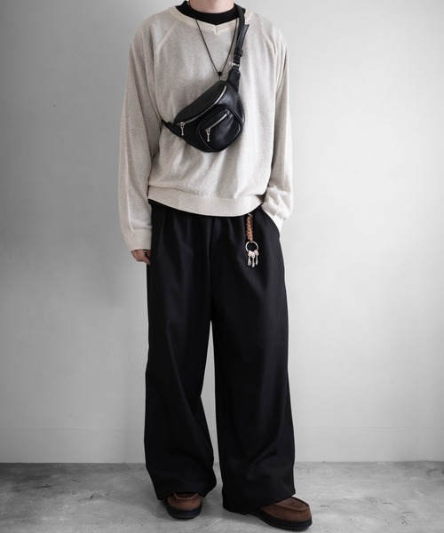 RUUBON（ルーボン）の「【RUUBON】cropped long sleeve Tee / クロップドロングスリーブTシャツ/ロンT（Tシャツ/カットソー・メンズ・ナチュラル/オフホワイト/ブラック/ダークグレー・S/L/M）」の9枚目の写真
