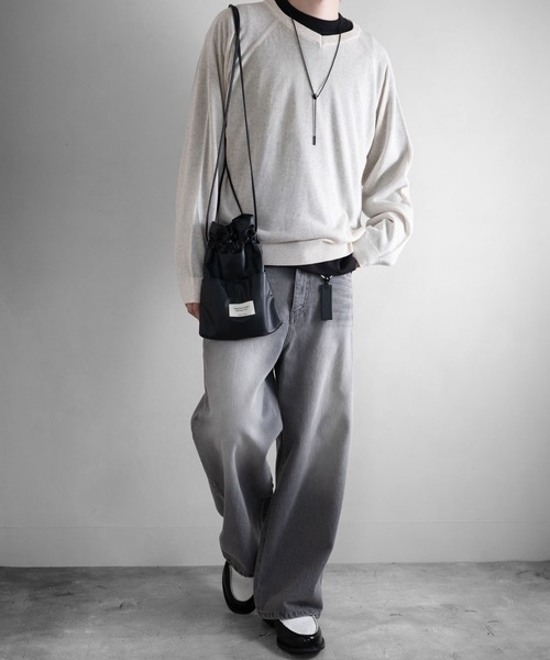 RUUBON（ルーボン）の「【RUUBON】cropped long sleeve Tee / クロップドロングスリーブTシャツ/ロンT（Tシャツ/カットソー・メンズ・ナチュラル/オフホワイト/ブラック/ダークグレー・S/L/M）」の10枚目の写真