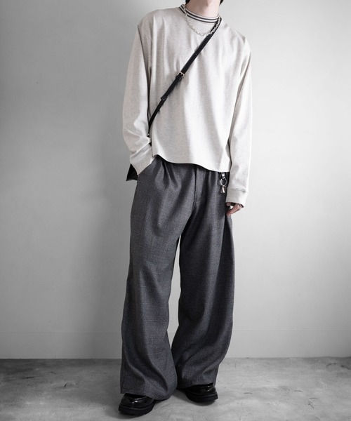 RUUBON（ルーボン）の「【RUUBON】cropped long sleeve Tee / クロップドロングスリーブTシャツ/ロンT（Tシャツ/カットソー・メンズ・ナチュラル/オフホワイト/ブラック/ダークグレー・S/L/M）」の12枚目の写真
