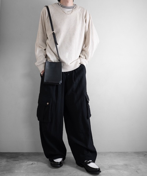 RUUBON（ルーボン）の「【RUUBON】cropped long sleeve Tee / クロップドロングスリーブTシャツ/ロンT（Tシャツ/カットソー・メンズ・ナチュラル/オフホワイト/ブラック/ダークグレー・S/L/M）」の14枚目の写真