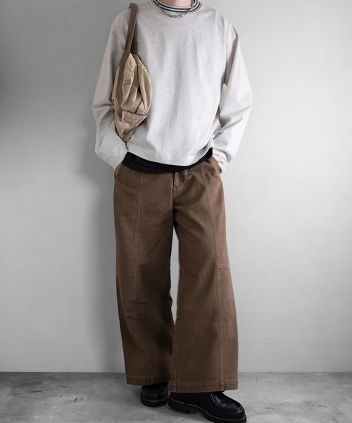 RUUBON（ルーボン）の「【RUUBON】cropped long sleeve Tee / クロップドロングスリーブTシャツ/ロンT（Tシャツ/カットソー・メンズ・ナチュラル/オフホワイト/ブラック/ダークグレー・S/L/M）」の18枚目の写真