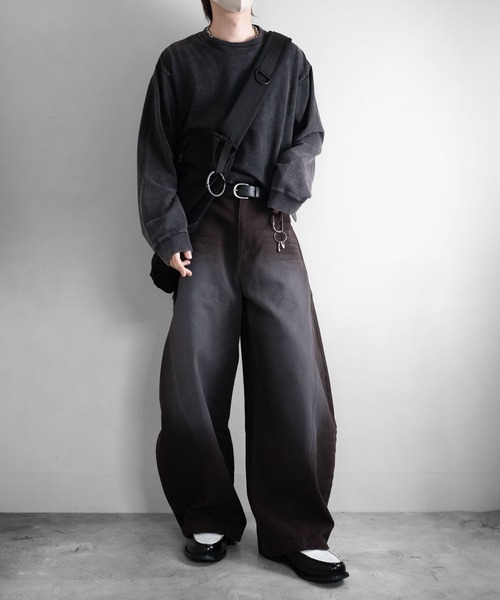 RUUBON（ルーボン）の「【RUUBON】cropped long sleeve Tee / クロップドロングスリーブTシャツ/ロンT（Tシャツ/カットソー・メンズ・ナチュラル/オフホワイト/ブラック/ダークグレー・S/L/M）」の21枚目の写真