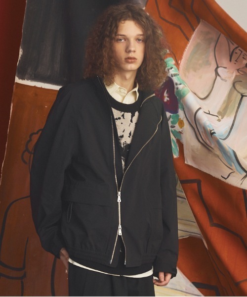 UNISEX》Three-Layer Asymmetrical Front Zip Prime-Over Stand Collar