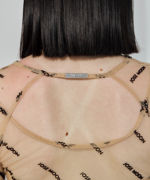 JOSE MOON(ジョゼムーン)の「SHEER 2WAY MONOGRAM TOPS/シアー2WAYモノグラムトップス(Tシャツ/カットソー・レディース・ブラック/ベージュ系その他・FREE)」の8枚目の写真
