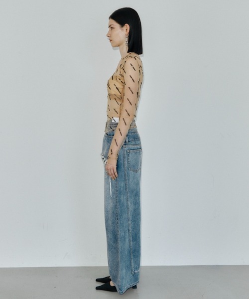 JOSE MOON(ジョゼムーン)の「SHEER 2WAY MONOGRAM TOPS/シアー2WAYモノグラムトップス(Tシャツ/カットソー・レディース・ブラック/ベージュ系その他・FREE)」の11枚目の写真