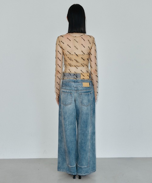 JOSE MOON(ジョゼムーン)の「SHEER 2WAY MONOGRAM TOPS/シアー2WAYモノグラムトップス(Tシャツ/カットソー・レディース・ブラック/ベージュ系その他・FREE)」の12枚目の写真