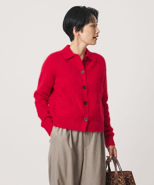 UNITED ARROWS（ユナイテッドアローズ）の「フォックスカシミヤ ポロカーディガン（カーディガン/ボレロ・レディース・ダークグレー/オフホワイト/レッド・FREE）」の3枚目の写真