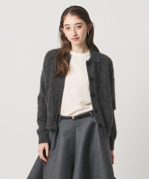 UNITED ARROWS（ユナイテッドアローズ）の「フォックスカシミヤ ポロカーディガン（カーディガン/ボレロ・レディース・ダークグレー/オフホワイト/レッド・FREE）」の2枚目の写真