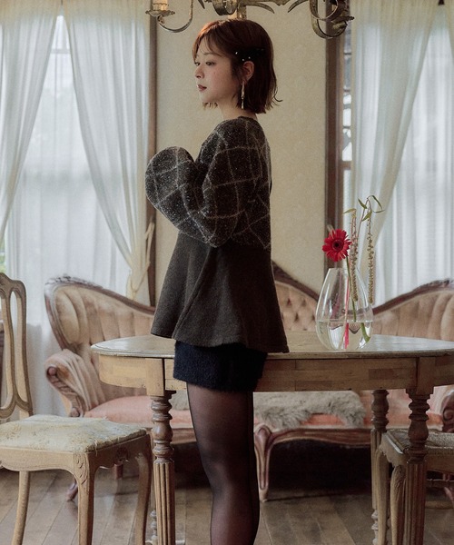 mideal(マイディール)の「argyle pattern peplum knit / アーガイルペプラムニット(ニット/セーター・レディース・ボルドー/ネイビー/ダークブラウン/ブラウン/グレー・FREE)」の19枚目の写真