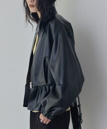 GALLEST | レザー調ペプラムブルゾン(ブルゾン)