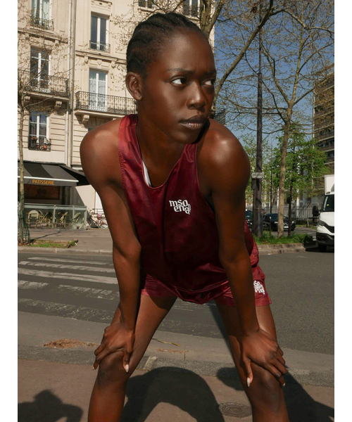MENASOO（ミナス）の「Unisex Pace Trace Singlet_Red（Tシャツ/カットソー・レディース・レッド・S/L）」の2枚目の写真