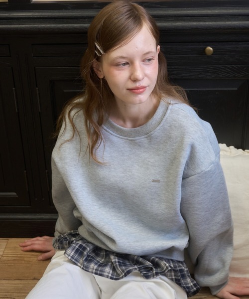 Birthday room(バースデイルーム)の「プレート付きチェックフリルスウェット/Checked Ruffle Sweatshirt with Plaque(スウェット・レディース・グレー/ネイビー・FREE)」の6枚目の写真