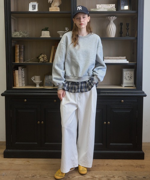Birthday room(バースデイルーム)の「プレート付きチェックフリルスウェット/Checked Ruffle Sweatshirt with Plaque(スウェット・レディース・グレー/ネイビー・FREE)」の11枚目の写真