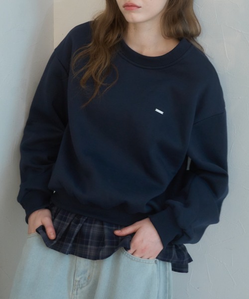 Birthday room(バースデイルーム)の「プレート付きチェックフリルスウェット/Checked Ruffle Sweatshirt with Plaque(スウェット・レディース・グレー/ネイビー・FREE)」の14枚目の写真