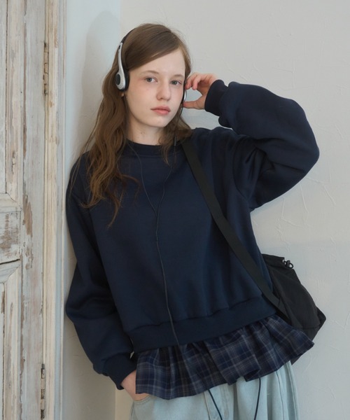 Birthday room(バースデイルーム)の「プレート付きチェックフリルスウェット/Checked Ruffle Sweatshirt with Plaque(スウェット・レディース・グレー/ネイビー・FREE)」の17枚目の写真
