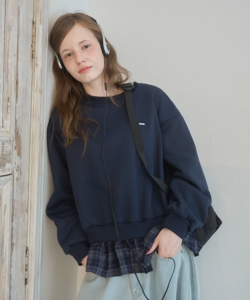Birthday room(バースデイルーム)の「プレート付きチェックフリルスウェット/Checked Ruffle Sweatshirt with Plaque(スウェット・レディース・グレー/ネイビー・FREE)」の18枚目の写真