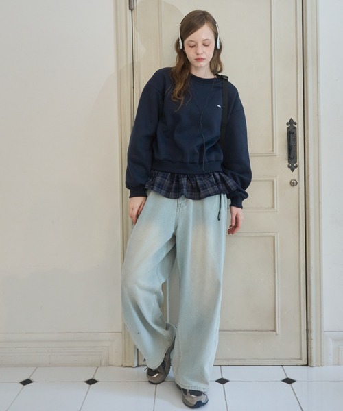 Birthday room(バースデイルーム)の「プレート付きチェックフリルスウェット/Checked Ruffle Sweatshirt with Plaque(スウェット・レディース・グレー/ネイビー・FREE)」の20枚目の写真