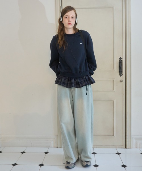 Birthday room(バースデイルーム)の「プレート付きチェックフリルスウェット/Checked Ruffle Sweatshirt with Plaque(スウェット・レディース・グレー/ネイビー・FREE)」の21枚目の写真