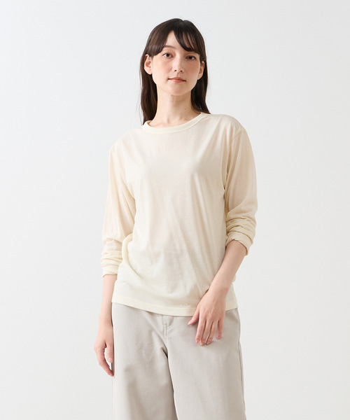 LOGEMENT DE CLAIRE(ロジュモンドクレール)の「シアークルーネックカットソー(Tシャツ/カットソー・レディース・キナリ/カーキ/レンガ/ブラック・FREE)」の1枚目の写真