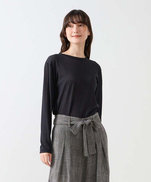 LOGEMENT DE CLAIRE(ロジュモンドクレール)の「シアークルーネックカットソー(Tシャツ/カットソー・レディース・キナリ/カーキ/レンガ/ブラック・FREE)」の2枚目の写真