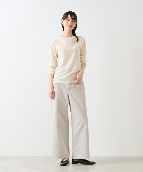 LOGEMENT DE CLAIRE(ロジュモンドクレール)の「シアークルーネックカットソー(Tシャツ/カットソー・レディース・キナリ/カーキ/レンガ/ブラック・FREE)」の6枚目の写真