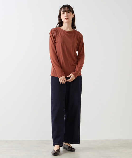 LOGEMENT DE CLAIRE(ロジュモンドクレール)の「シアークルーネックカットソー(Tシャツ/カットソー・レディース・キナリ/カーキ/レンガ/ブラック・FREE)」の14枚目の写真