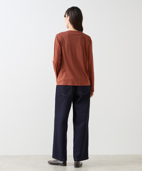 LOGEMENT DE CLAIRE(ロジュモンドクレール)の「シアークルーネックカットソー(Tシャツ/カットソー・レディース・キナリ/カーキ/レンガ/ブラック・FREE)」の20枚目の写真