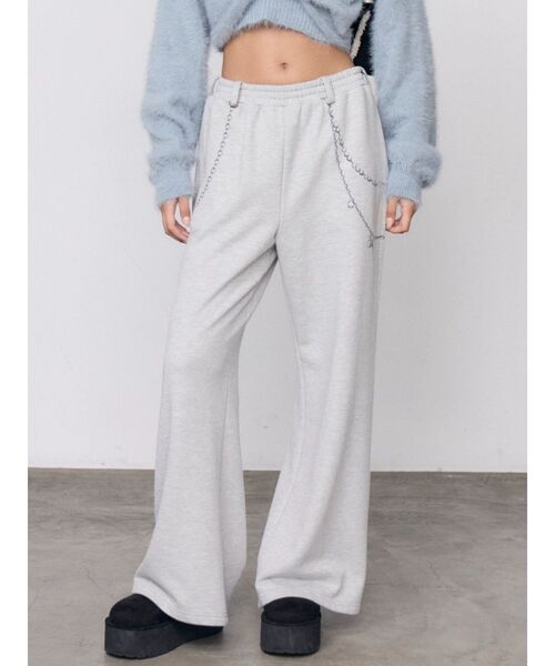 EMODA（エモダ）の「チェーンプリントスウェットパンツ（スウェットパンツ・レディース・グレー/ブラック・MEDIUM/SMALL）」の7枚目の写真